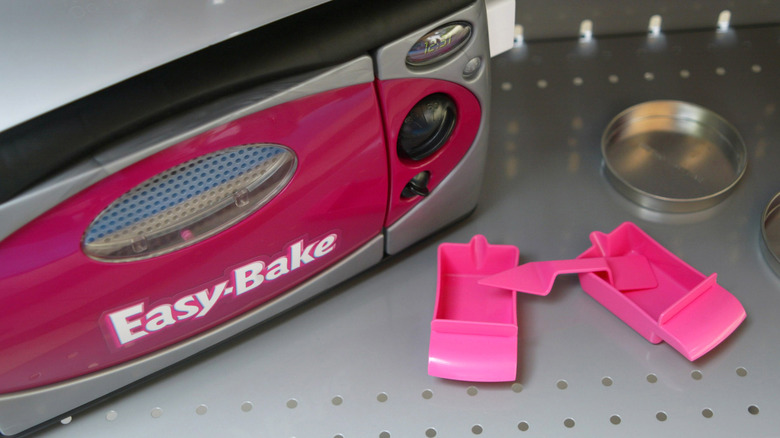 Overhead view of a modern Easy Bake Oven and accessories
