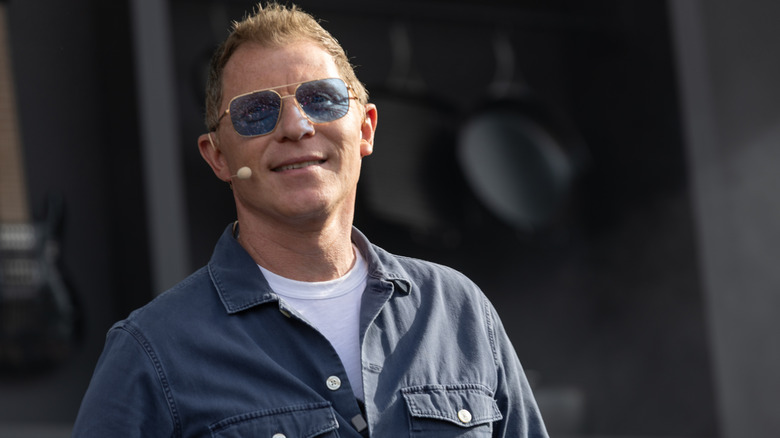 Bobby Flay wears a headset at the Napa Valley Expo in 2025