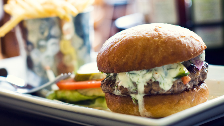 Hamburger with tzatziki