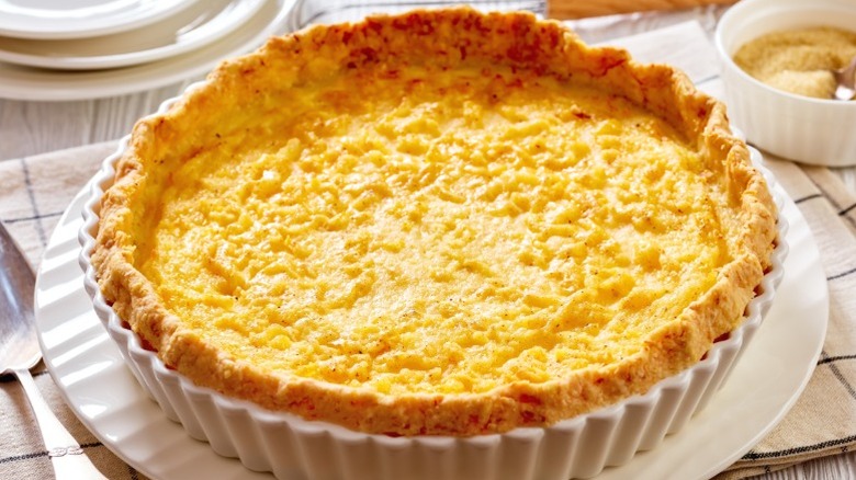 A whole chess pie before slicing.