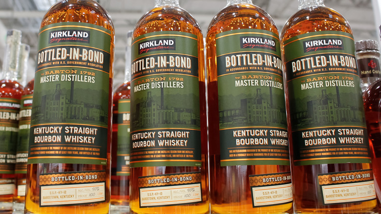 Bottles of Kirkland Signature Bourbon at Costco