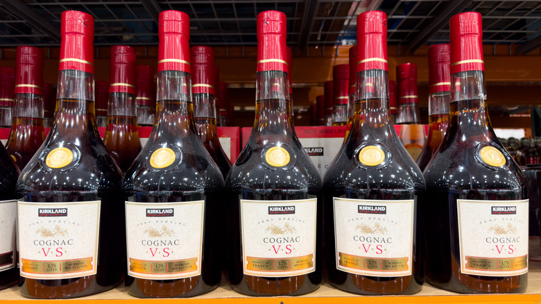 Bottles of Kirkland Signature Cognac at Costco