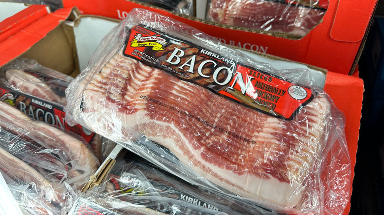 Packages of Kirkland Signature bacon