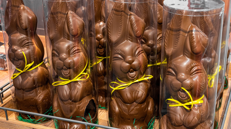 Chocolate Easter Bunnies in a store
