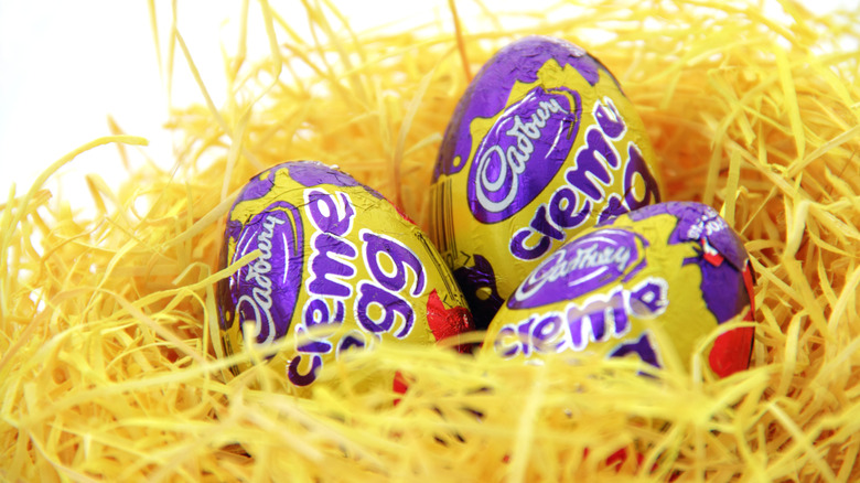 Cadbury creme eggs in Easter grass