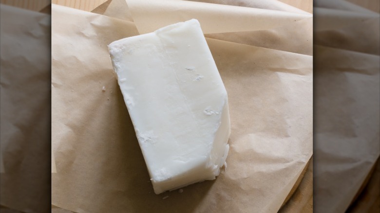 beef tallow brick on parchment paper