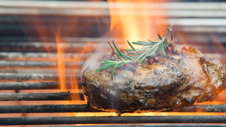 Steak grilled on barbecue