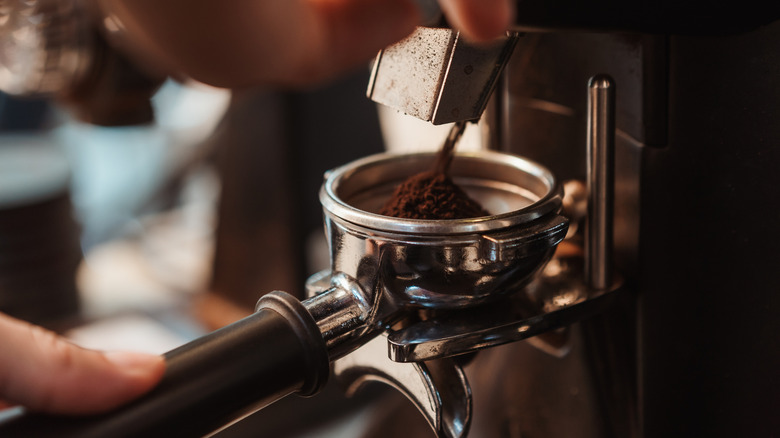 Coffee in a grinder