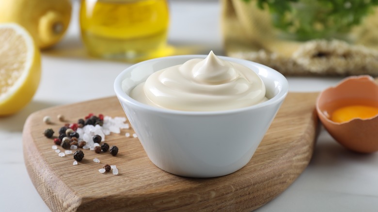 Small bowl of mayonnaise