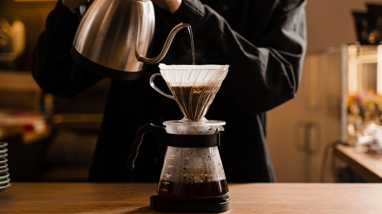 Pour over coffee being brewed