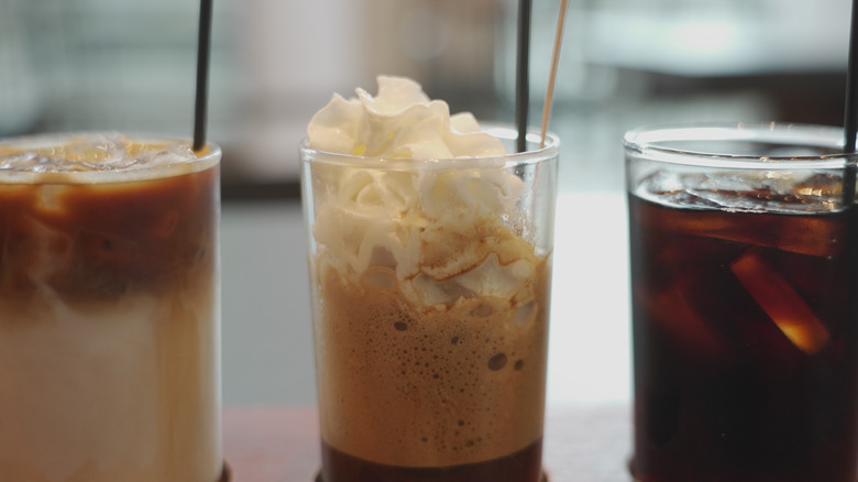 Three cups of cold brew coffee