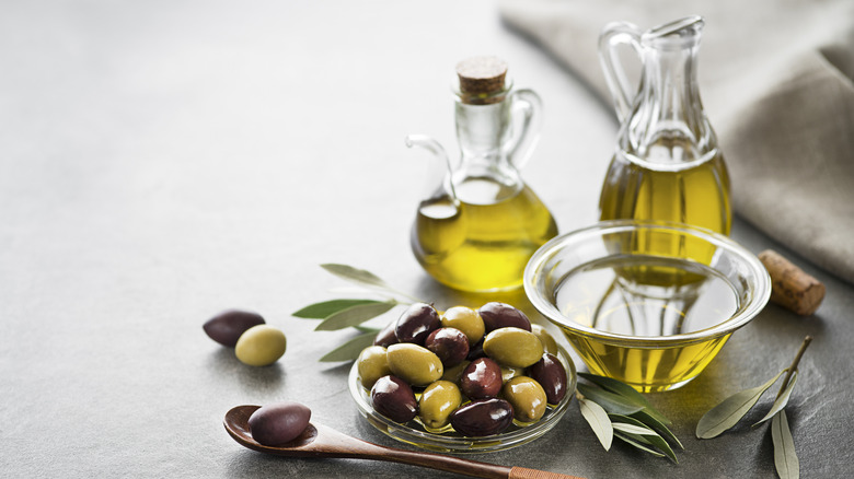 Olive oil with olives