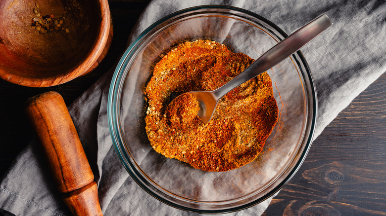 Berbere spice blend in a glass bowl