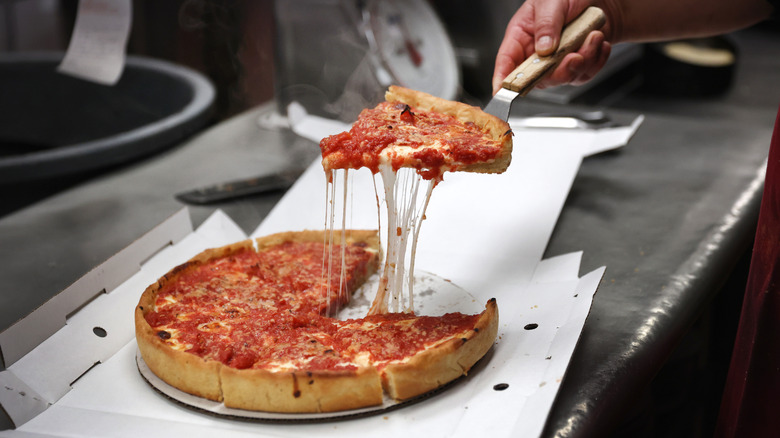 Chicago-style deep dish pizza