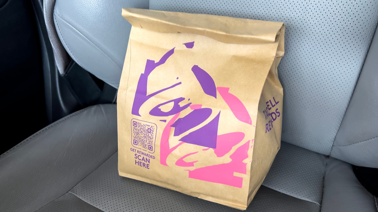 Taco Bell Bag in car seat