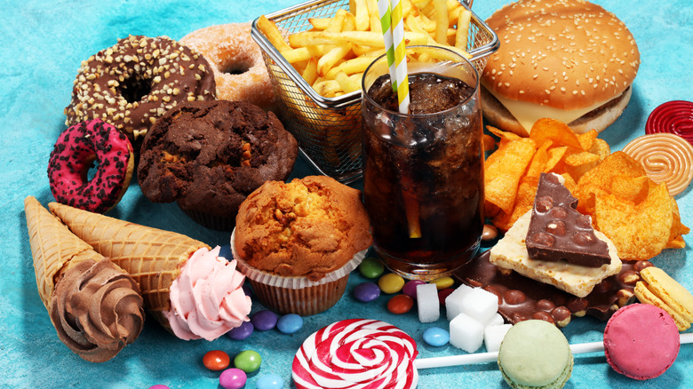 Assortment of fast carbohydrates food