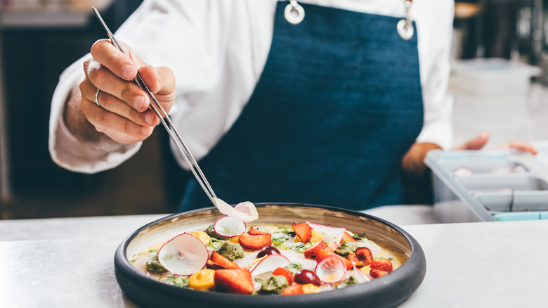 Chef preparing a gourmet dish