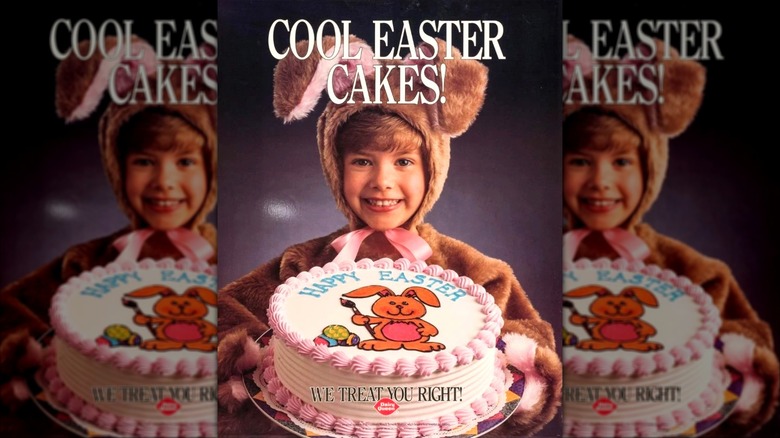 Dairy Queen Easter cakes poster with child in bunny suit holding cak