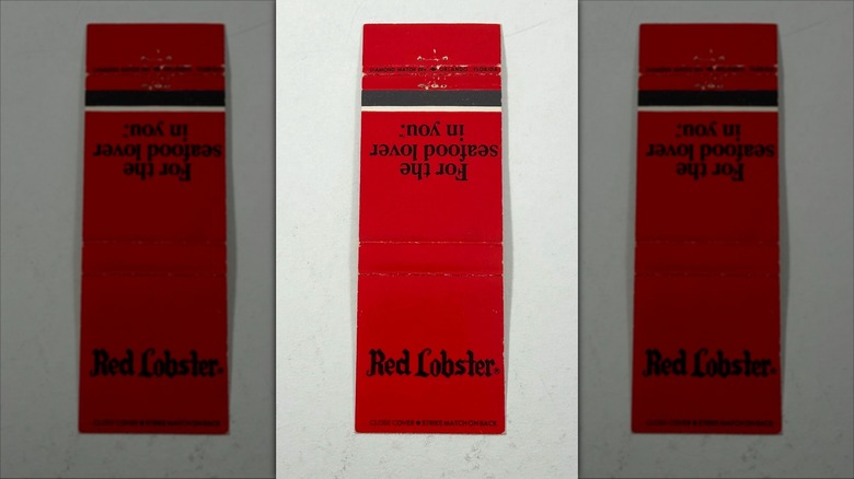 A Red Lobster matchbook with "for the seafood lover in you" printed on