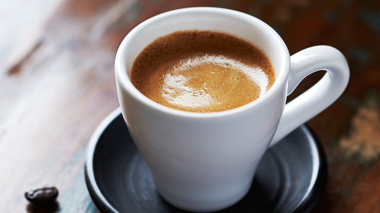 Espresso in a small white cup