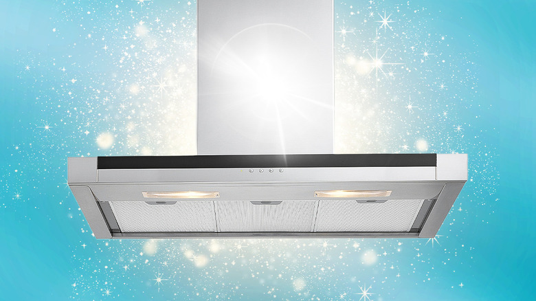 Oven range hood on a blue, sparkly background