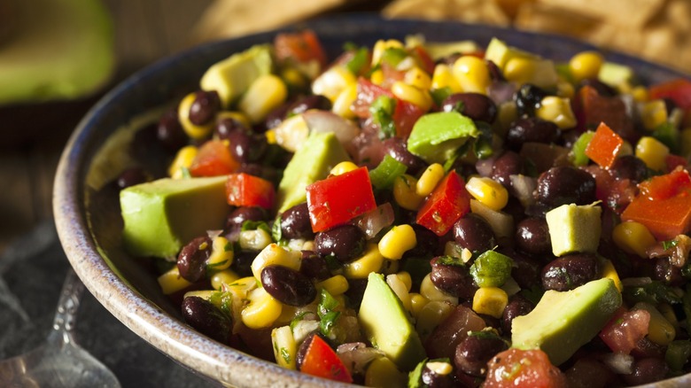 Close up bowl of cowboy caviar