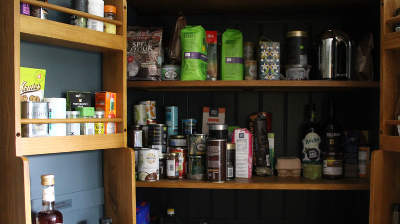 An open stocked pantry