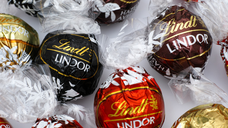 Various colors of Lindor chocolate truffles