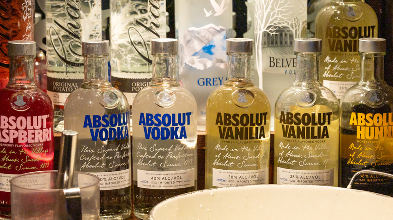 Bottles of Absolut vodka