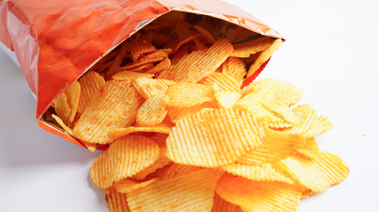 Bag of wavy potato chips