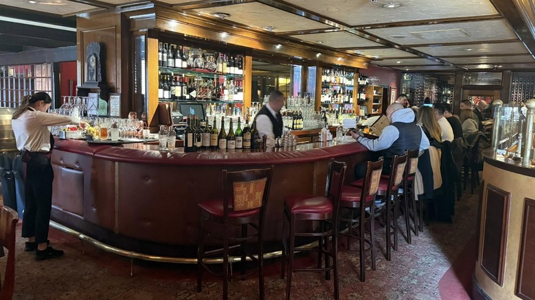 A few open bar seats at House of Prime Rib in San Francisco, California.