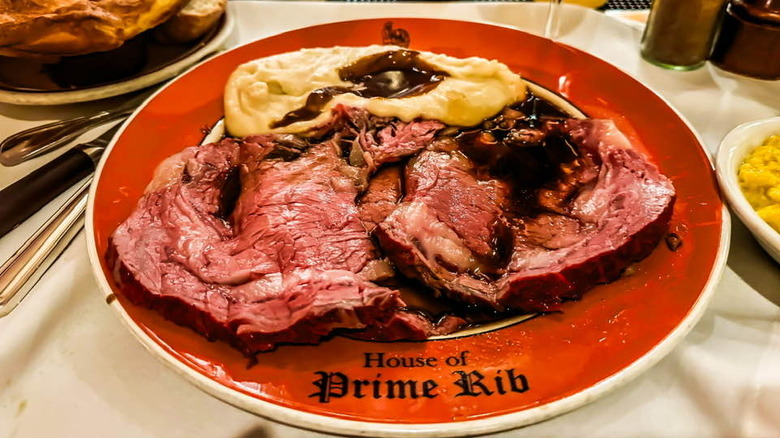 Plate of prime rib at House of Prime Rib.