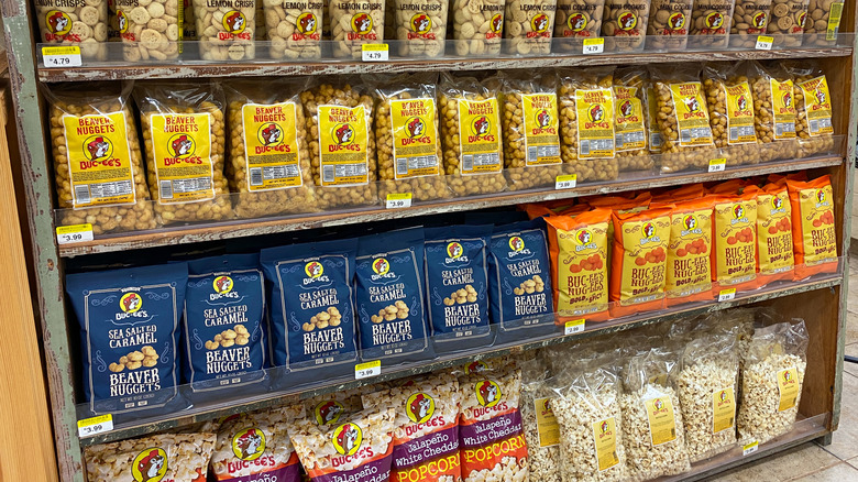 Shelves of Buc-Ee's snacks