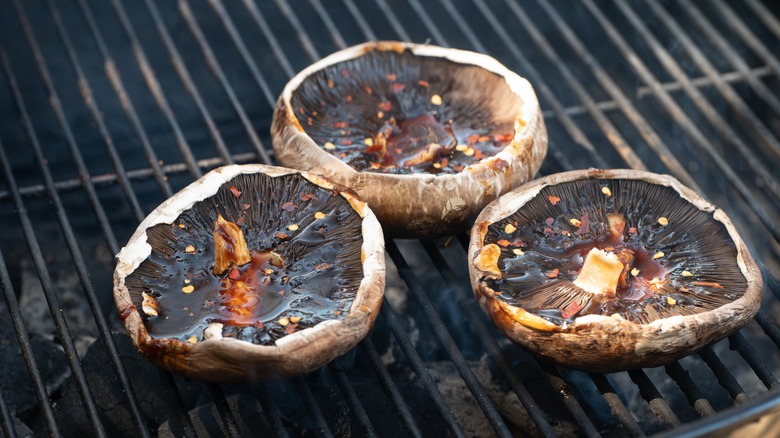 portobello mushroom caps on a grill