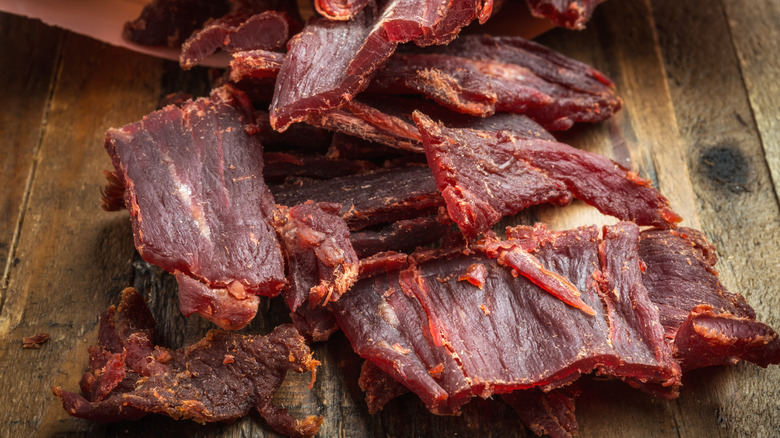 Slices of beef jerky