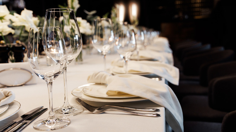 A close up of table at a fine dining restaurant