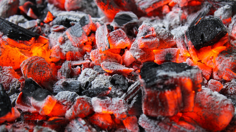 Hot charcoal lumps
