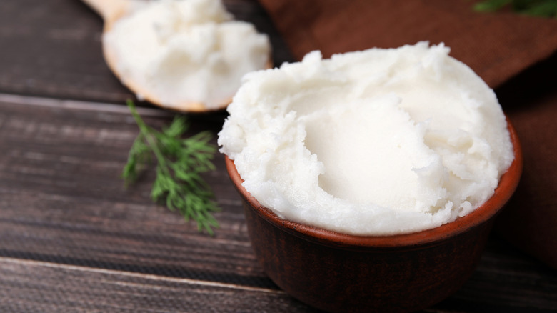 lard in a brown bowl
