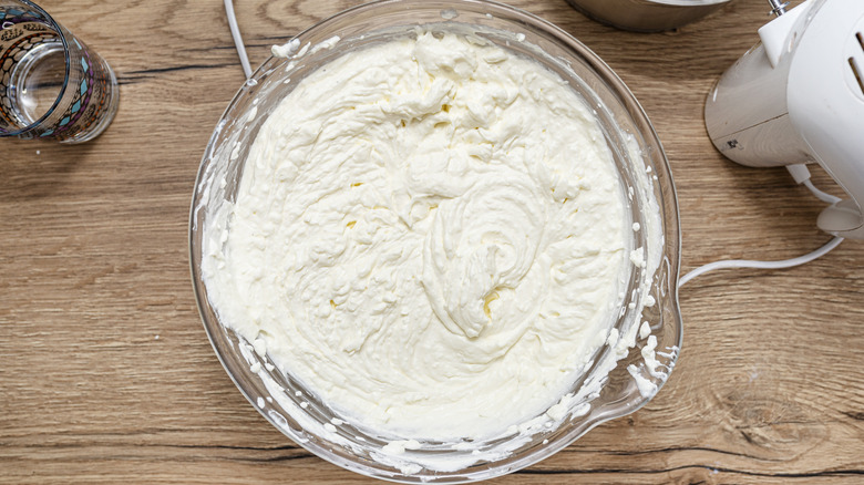 whipped cottage cheese in glass bowl