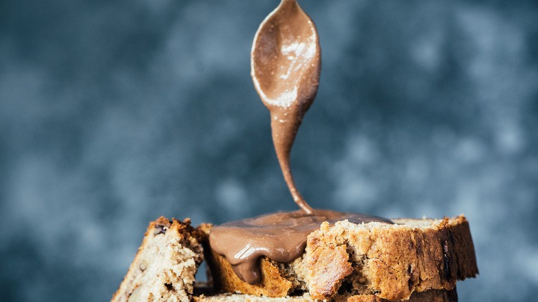 Peanut butter drizzle on bread