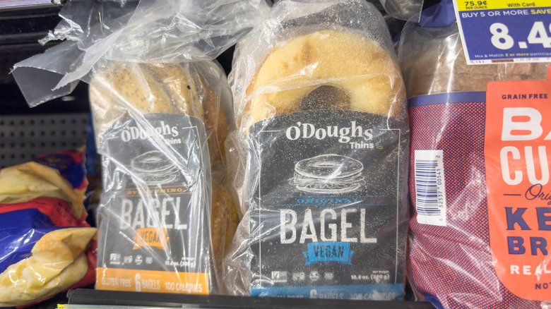 O'Dough's frozen bagels in grocery display case