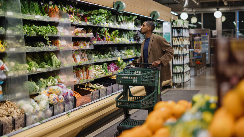 Person shopping in the produce section