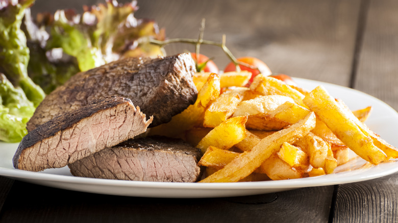 Well done steak and french fries