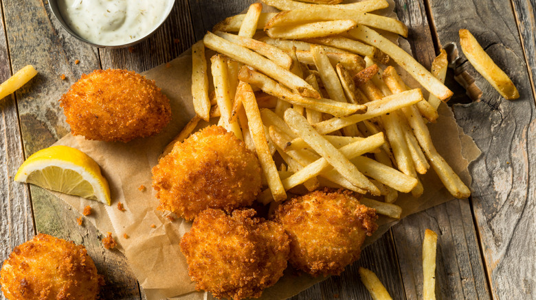 deep fried scallops and fries