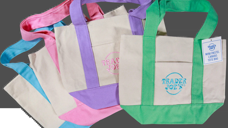 Trader Joe's mini pastel canvas tote bags