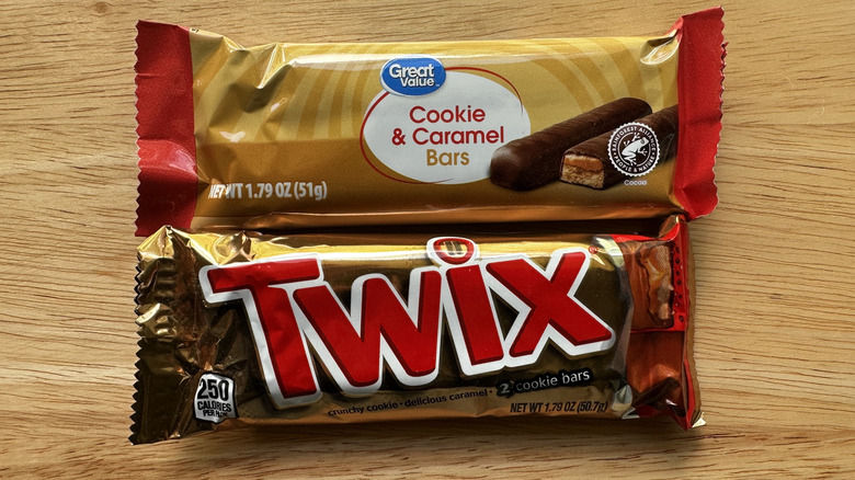 Great Value Cookie and Caramel Bar and Twix