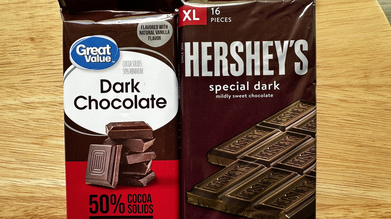 Great Value Dark Chocolate Bar and Hershey's Special Dark bar