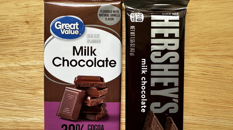 Great Value Milk Chocolate Bar and Hershey bar
