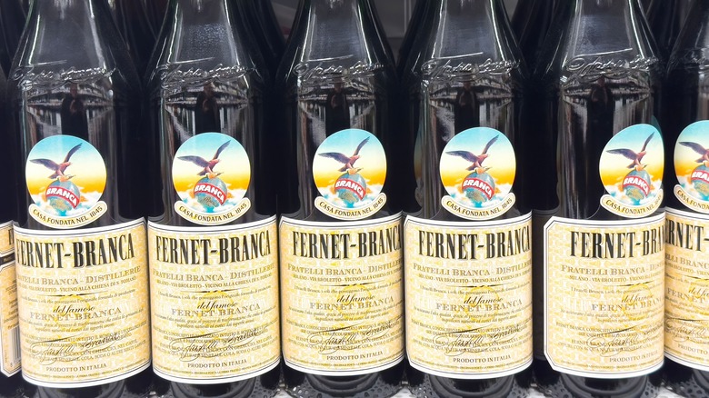 A shelf full of Fernet-Branca