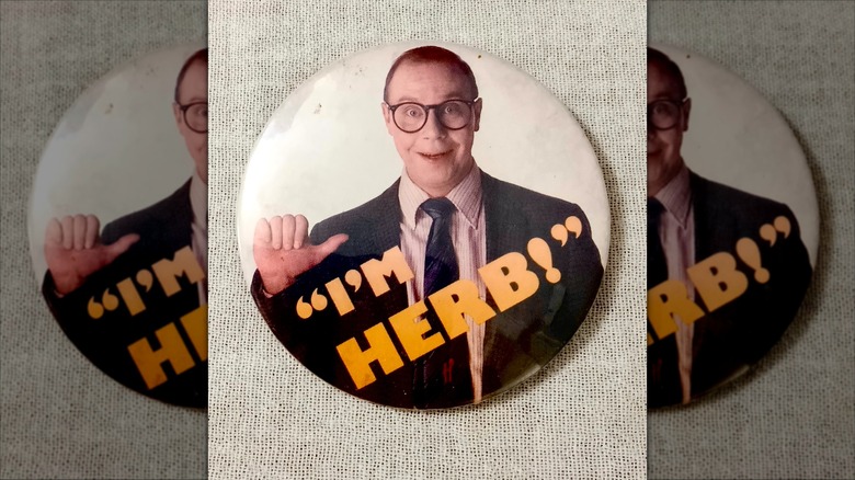 A commemorative "I'm Herb!" button from Burger King against a neutral background